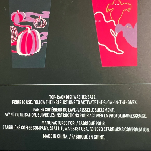 Starbucks Halloween 2023 Reusable Glow-In-The-Dark Hot Cups 16oz - Picture 14 of 16